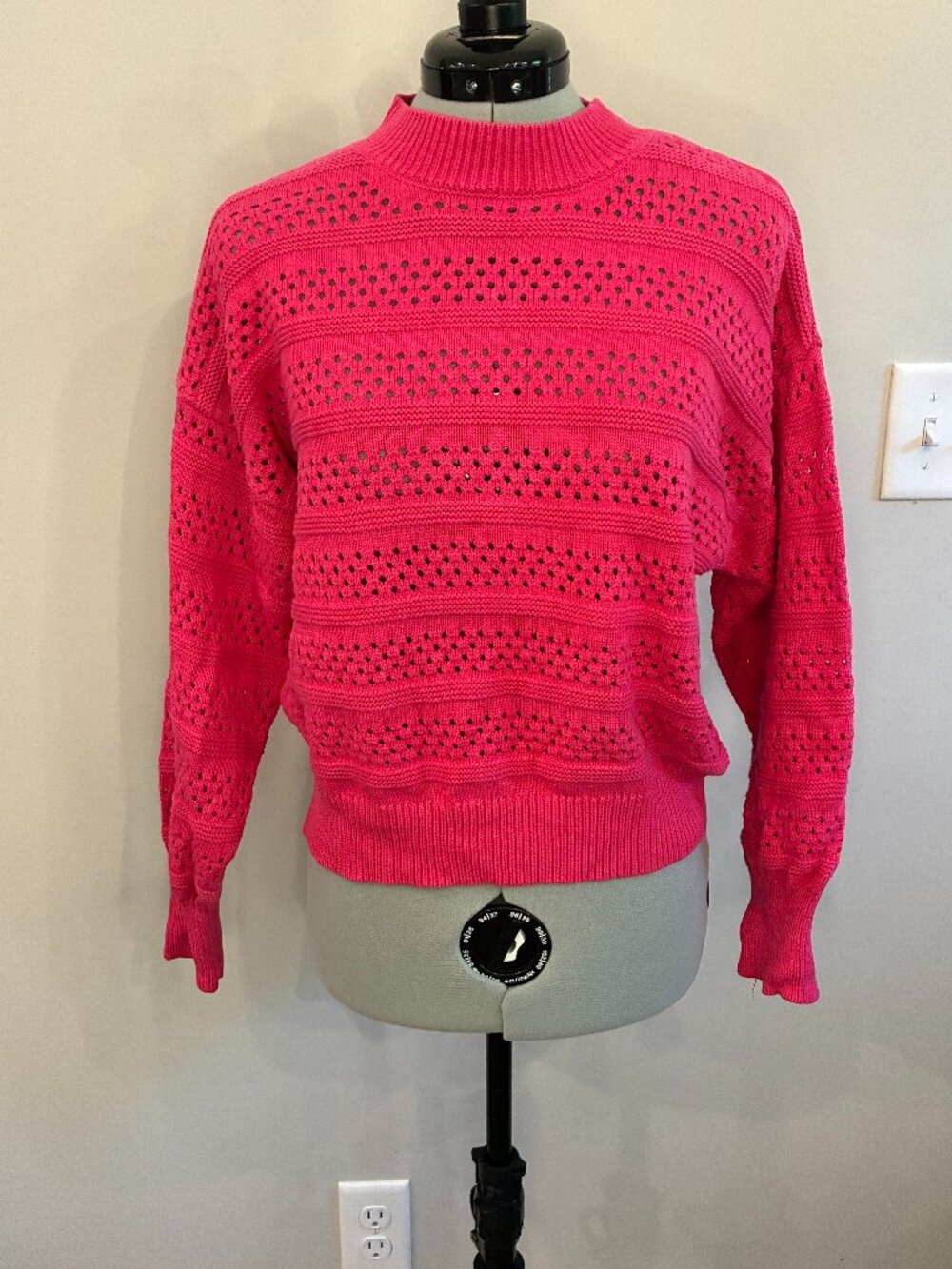 Marc New York Andrew Marc Hot Pink Knit Sweater Textured Pullover M 0374